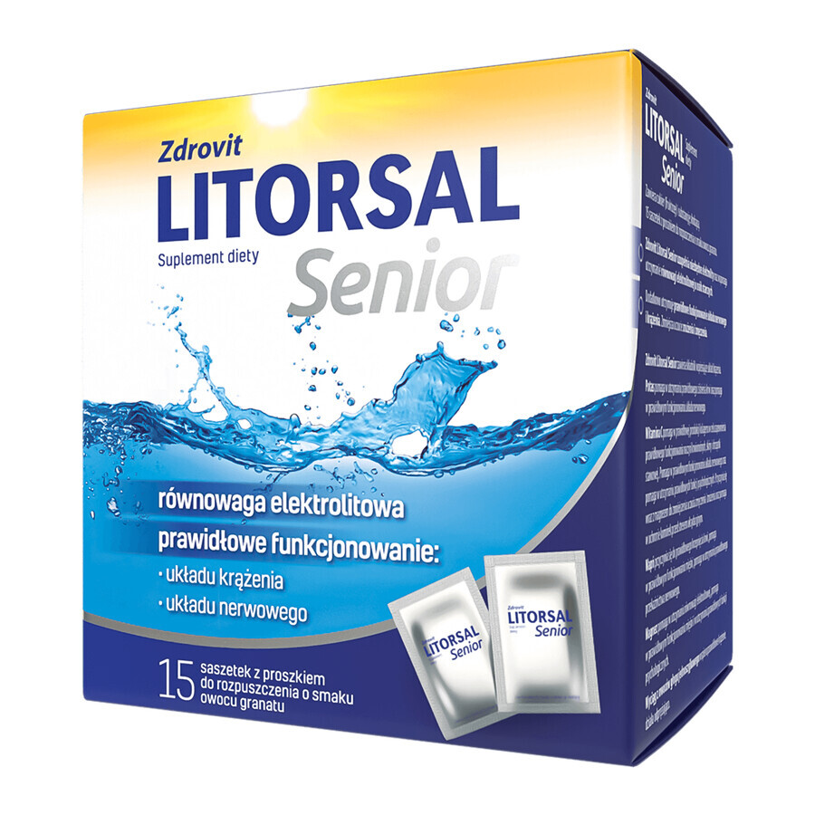 Zdrovit Litorsal Senior, sabor granada, 15 sobres