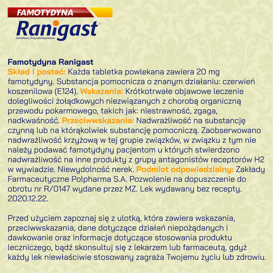 Ranigast SOS, 24 pastillas