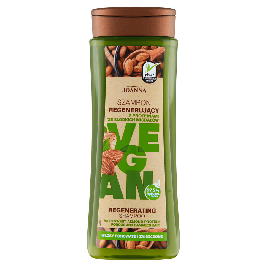 Joanna Vegan, Regenerating shampoo with almond protein, porous and damaged hair, 300 ml