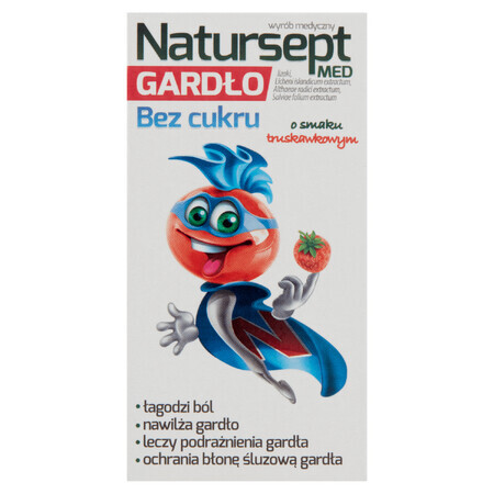 Natursept Med Garganta, piruletas sin azúcar, sabor fresa, mayores de 3 años, 6 unidades