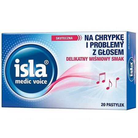 Isla Medic Voice, cherry flavored, 20 lozenges