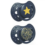 Lovi, Ciuccio in silicone dinamico Stardust 0-3m 22/892 blu, confezione da 2