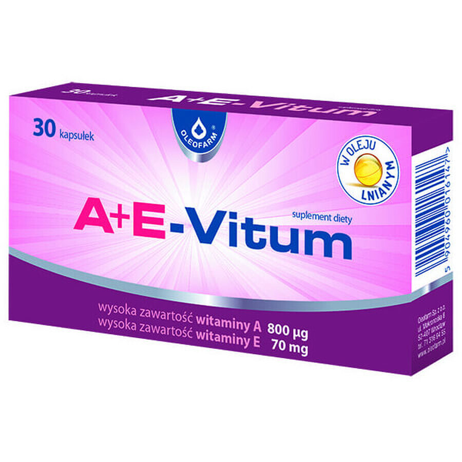 Oleofarm A+E-Vitum, vitamina A + E, 30 cápsulas