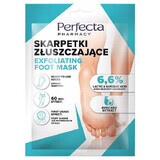 Perfecta, calcetines exfoliantes, 6,6% ácido láctico + ácido glicólico, 1 par