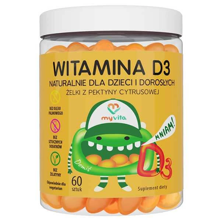 MyVita, elki naturalne Witamina D3, 60 sztuk: ceny i cechy