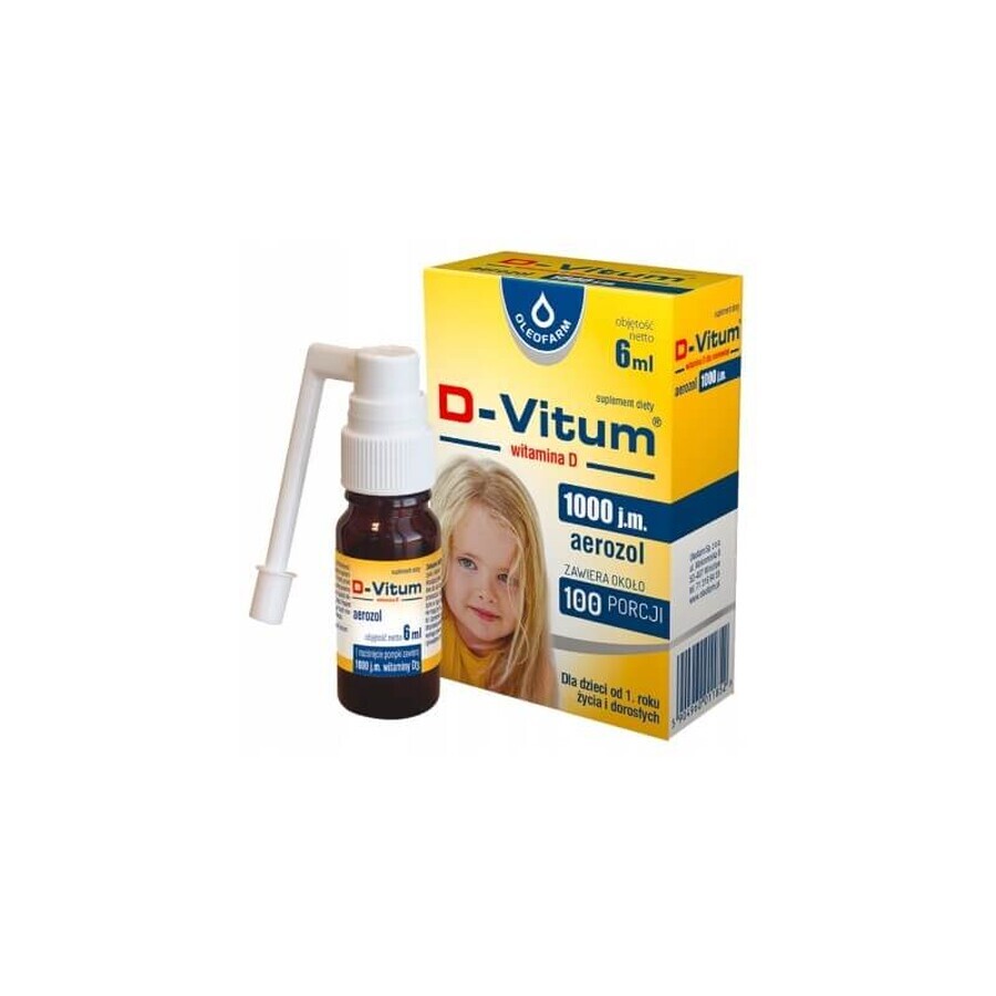 D-Vitum 1000 UI, vitamina D para niños mayores de 1 año, aerosol, 6 ml