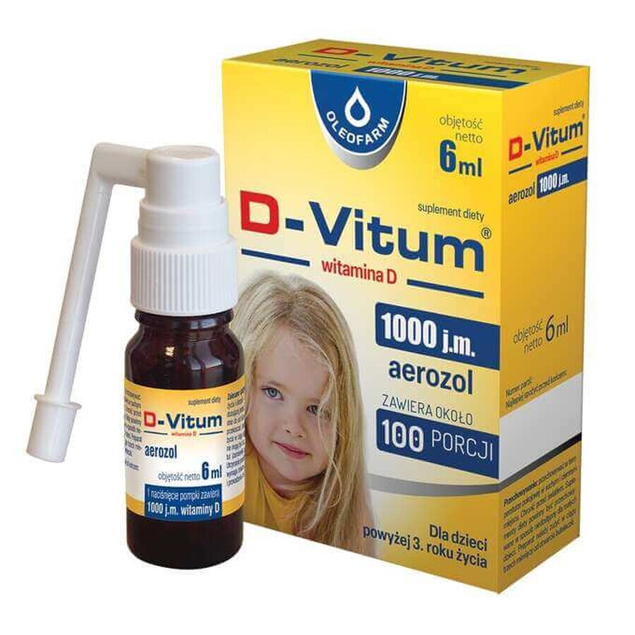 D-Vitum 1000 UI, vitamina D para niños mayores de 1 año, aerosol, 6 ml