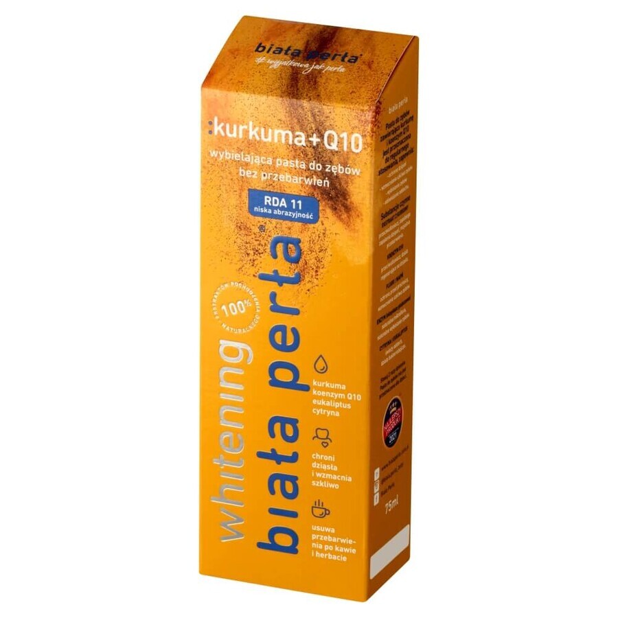 White Pearl Whitening, pasta de dientes blanqueadora, Cúrcuma + Q10, 75 ml