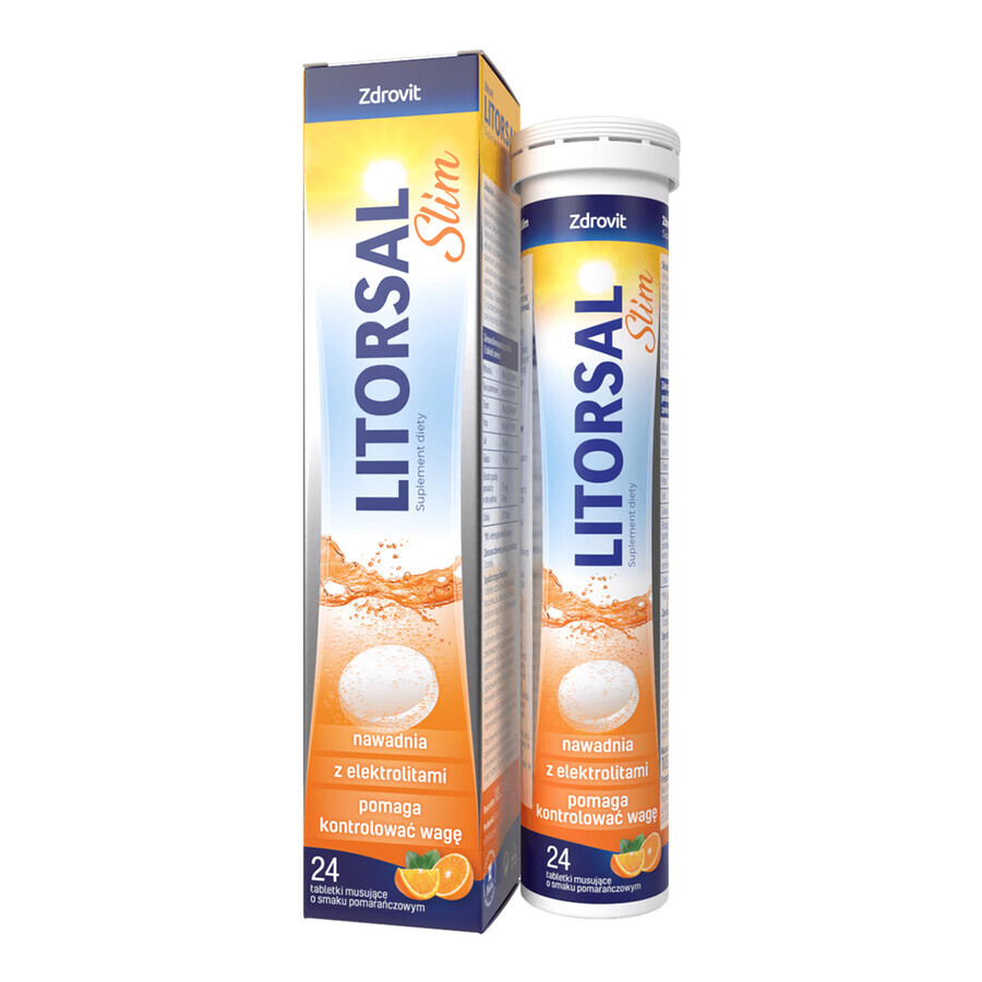 Zdrovit Litorsal Slim, sabor naranja, 24 comprimidos efervescentes