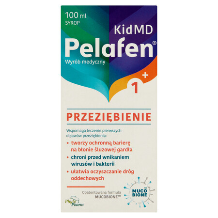 Pelafen Kid MD Cold, sirop pour enfants de plus d'un an et adultes, saveur framboise, 100 ml