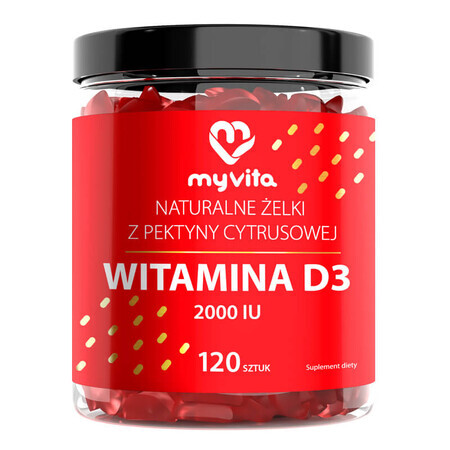 MyVita Vitamina D3 2000 UI, rulouri de jeleu, 120 bucăți