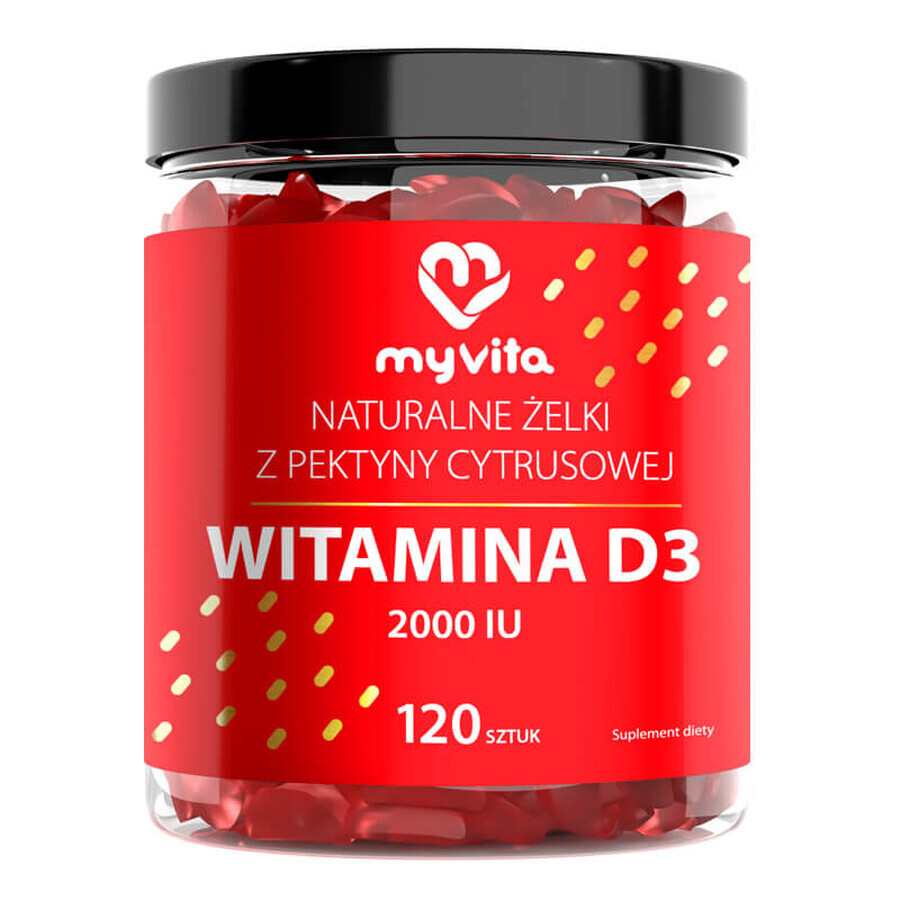 MyVita Vitamina D3 2000 UI, rulouri de jeleu, 120 bucăți