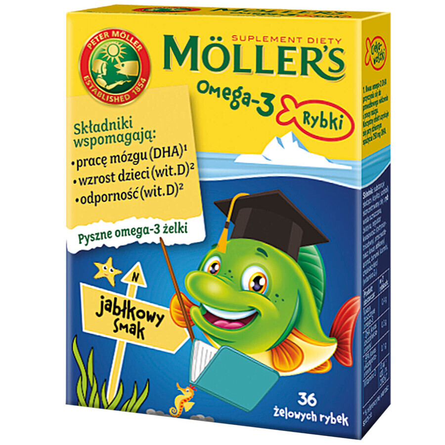 Moller's Omega-3 Jelly Fish, sabor manzana, 36 unidades