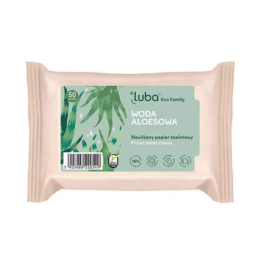 Luba Eco Family, papel higiénico humedecido, agua de aloe vera, 50 piezas