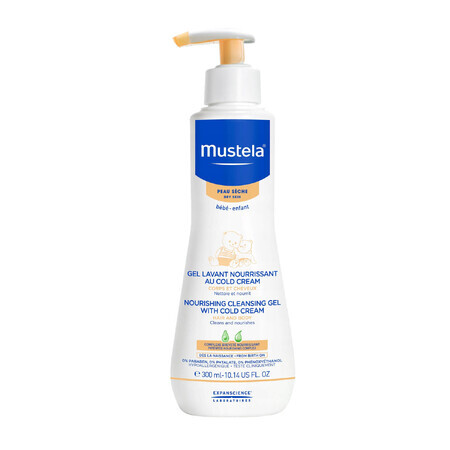 Mustela Bebe Enfant, Nourishing washing gel, with Cold Cream and organic beeswax, from birth, dry skin, 300 ml