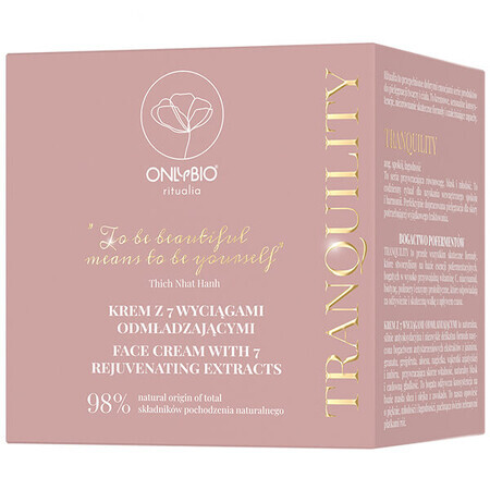 OnlyBio Ritualia Tranquility, crème aux 7 extraits rajeunissants pour le visage, 50 ml