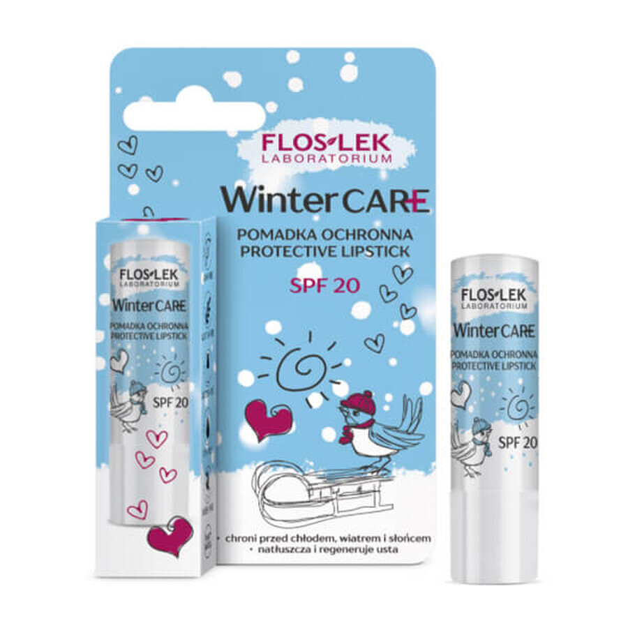 Floslek Winter Care, barra de labios protectora, UV SPF 20, 1 unidad