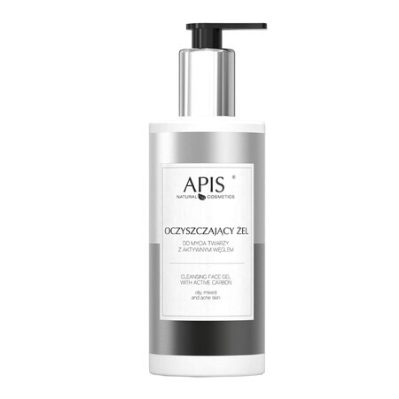 Apis, Gel limpiador para la limpieza facial con carbón activado, pieles grasas, mixtas y con tendencia acneica, 300 ml