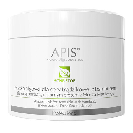 Apis Professional Acne-Stop, mascarilla de algas para pieles con tendencia acneica con bambú, té verde y barro negro del Mar Muerto, 100 g