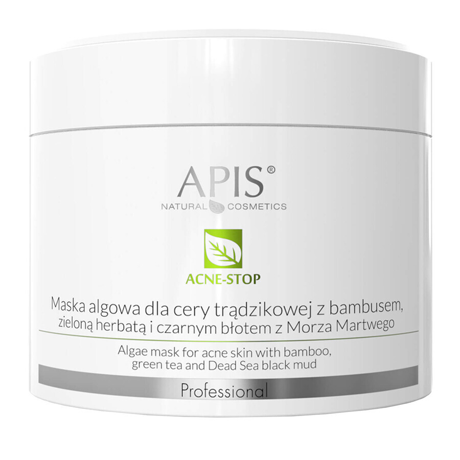 Apis Professional Acne-Stop, mascarilla de algas para pieles con tendencia acneica con bambú, té verde y barro negro del Mar Muerto, 100 g