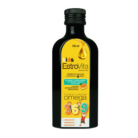 EstroVita Kids, ésteres de ácidos omega 3-6-9, sabor naranja y plátano, 150 ml