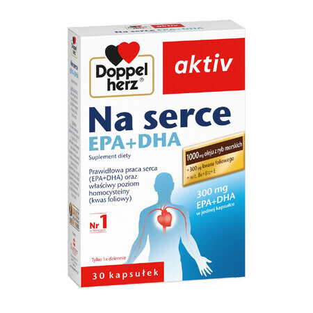 Integratore alimentare con acidi grassi Omega-3 - Doppelherz Aktiv Per il Cuore EPA+DHA, 30 capsule.