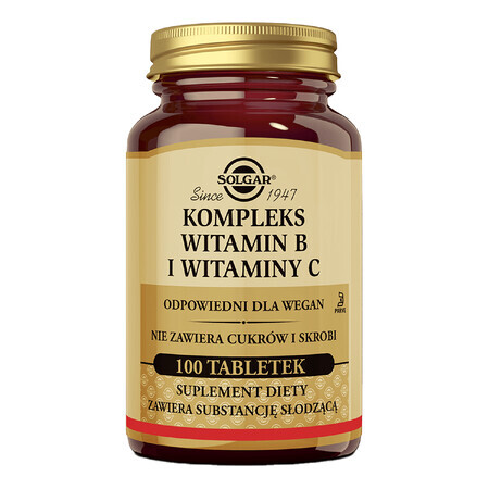 Solgar Complex van vitamine B en vitamine C, 100 tabletten