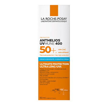 La Roche-Posay Anthelios UVMune 400, crema facial hidratante, FPS 50+, 50 ml