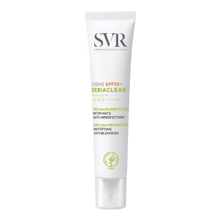 SVR Sebiaclear, crema protectora matificante para pieles con tendencia acneica, FPS 50+, 40 ml