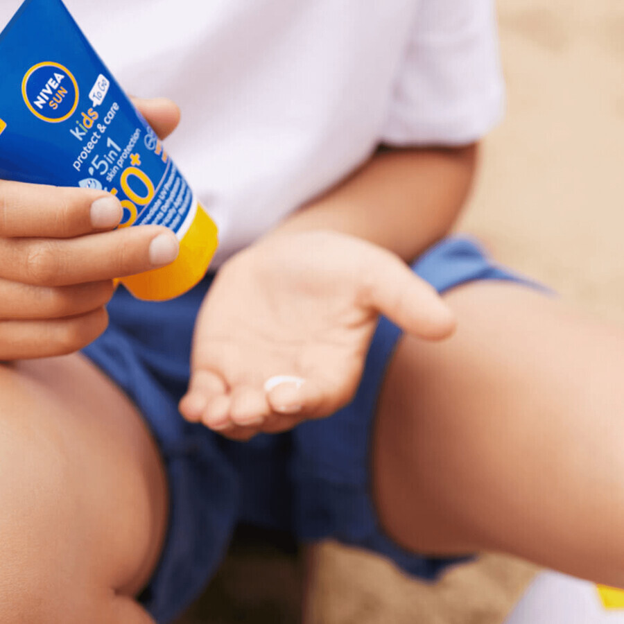 Nivea Sun Kids Protect & Care 5en1, loción solar protectora para niños, FPS 50+, 50 ml