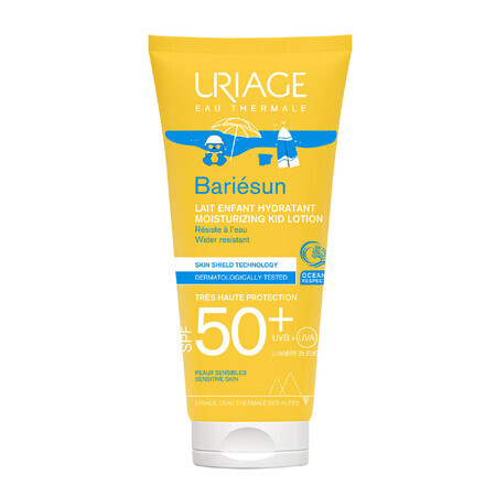 Uriage Bariesun, Lapte hidratant pentru față și corp pentru copii, piele sensibilă, SPF 50+, 100 ml