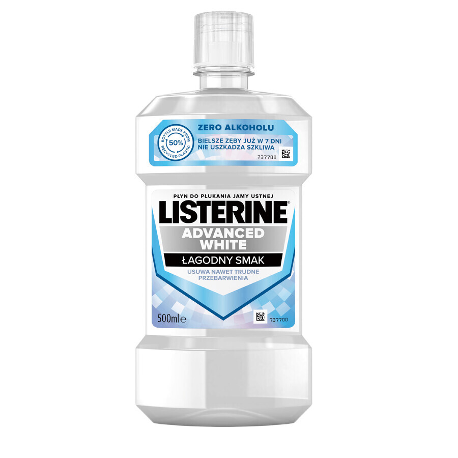 Listerine Advanced White, enjuague bucal, sabor suave, 500 ml