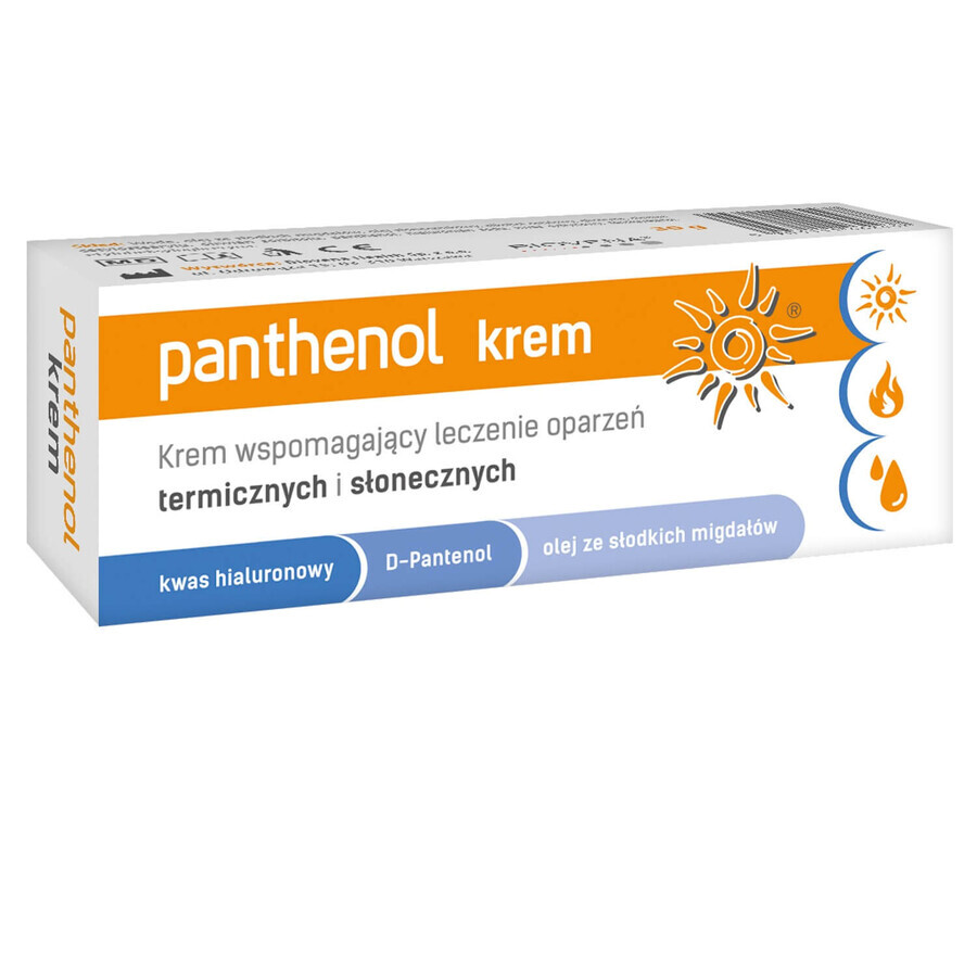 Pantenol, crema de apoyo para el tratamiento de quemaduras térmicas y solares, 30 g