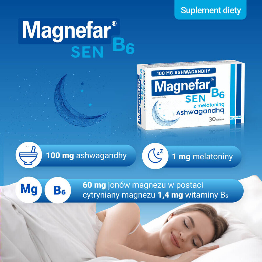 Magnefar B6 Sueño con melatonina, 30 comprimidos