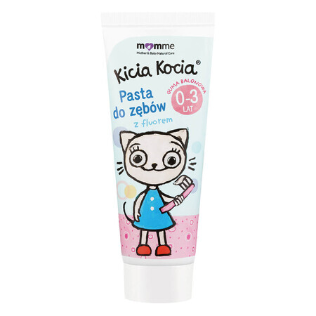 Momme Kicia Kocia, dentifrice pour enfants de 0 à 3 ans, saveur bubble gum, au fluor, 50 ml