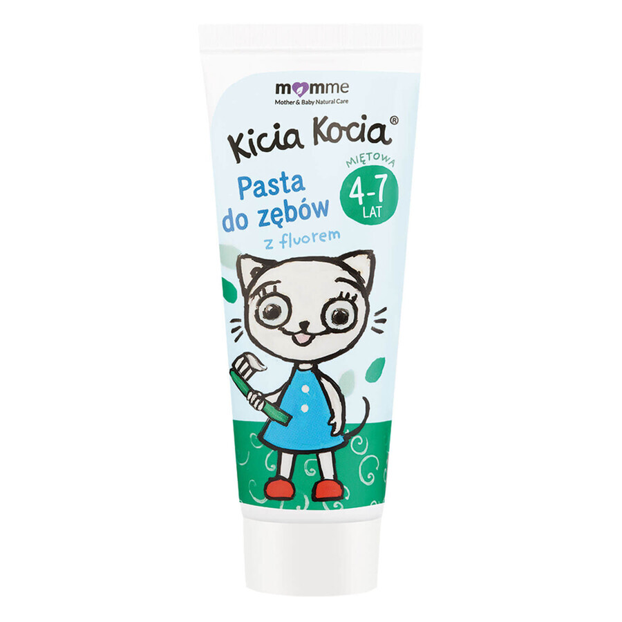 Momme Kicia Kocia, dentifrice pour enfants de 4 à 7 ans, saveur menthe, au fluor, 50 ml