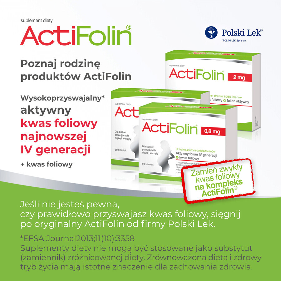 ActiFolin 0,8 mg, ácido fólico 800 µg, 90 comprimidos