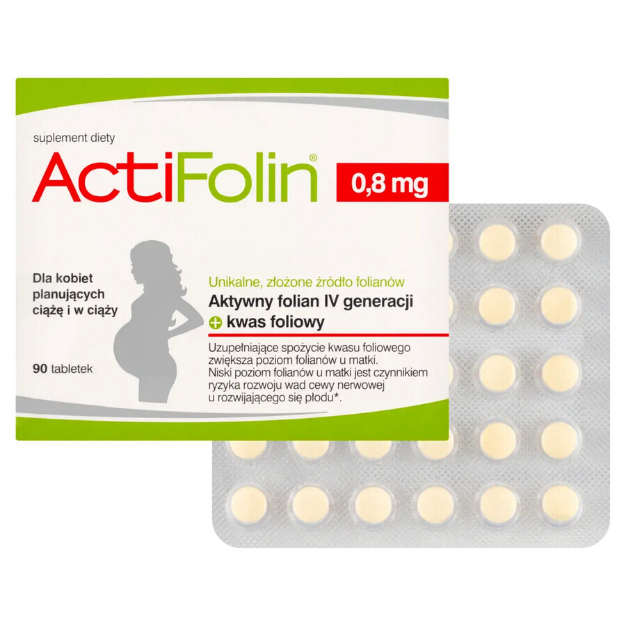 ActiFolin 0,8 mg, ácido fólico 800 µg, 90 comprimidos