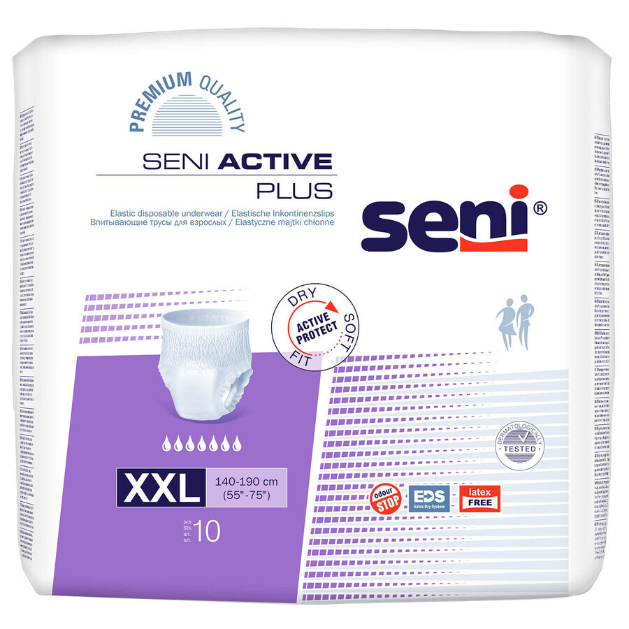 Seni Active Plus, Mutande Assorbenti XXL, Confezione da 10 Unità.