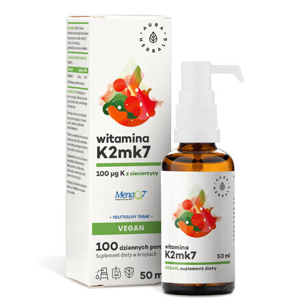 Aura Herbals Vitamin K2mk7 100 μg Vegan, picături, 50 ml