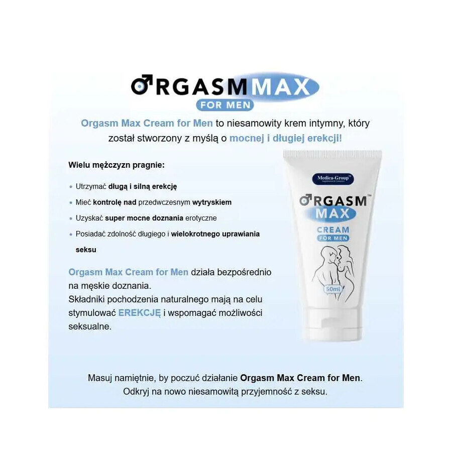 Medica-Group Orgasm Max Cream for Men, crema íntima para erecciones fuertes y prolongadas, 50 ml