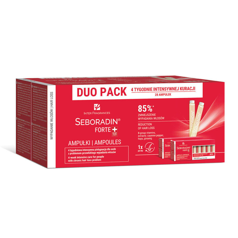 Seboradin Forte Duo Pack, ampollas contra la caída del cabello, 5,5 ml x 28 ampollas