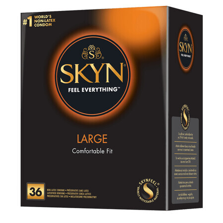 Unimil Skyn Large, Latex Free Condoms, Comfort Fit, 36 Count