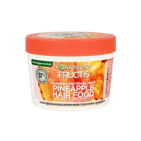 Garnier Fructis Hair Food Piña, mascarilla iluminadora para cabellos largos y apagados, 400 ml