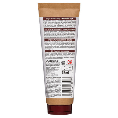 Garnier Hand Superfood, crema de manos regeneradora, manteca de cacao y ceramidas, 75 ml