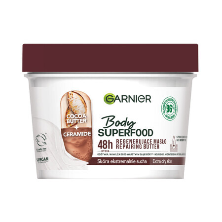 Garnier Body Superfood, manteca corporal regeneradora con manteca de cacao y ceramidas, 380 ml