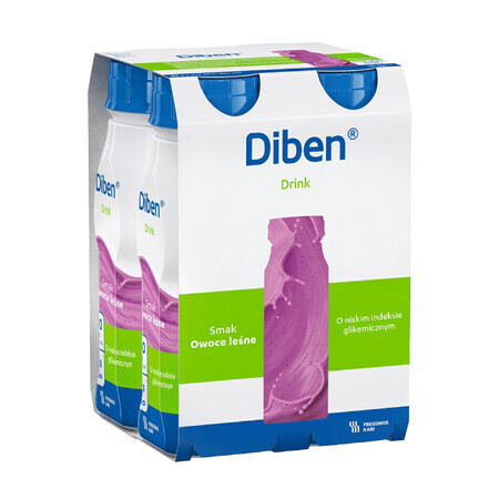 Diben Drink, preparado nutricional, sabor frutas del bosque, 4 x 200 ml