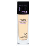 Maybelline Fit Me Luminous and Smooth, base de maquillaje iluminadora, Nº 110 Porcelana, 30 ml