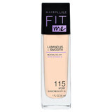 Maybelline Fit Me Luminous and Smooth, base de maquillaje iluminadora, nº 115 Marfil, 30 ml