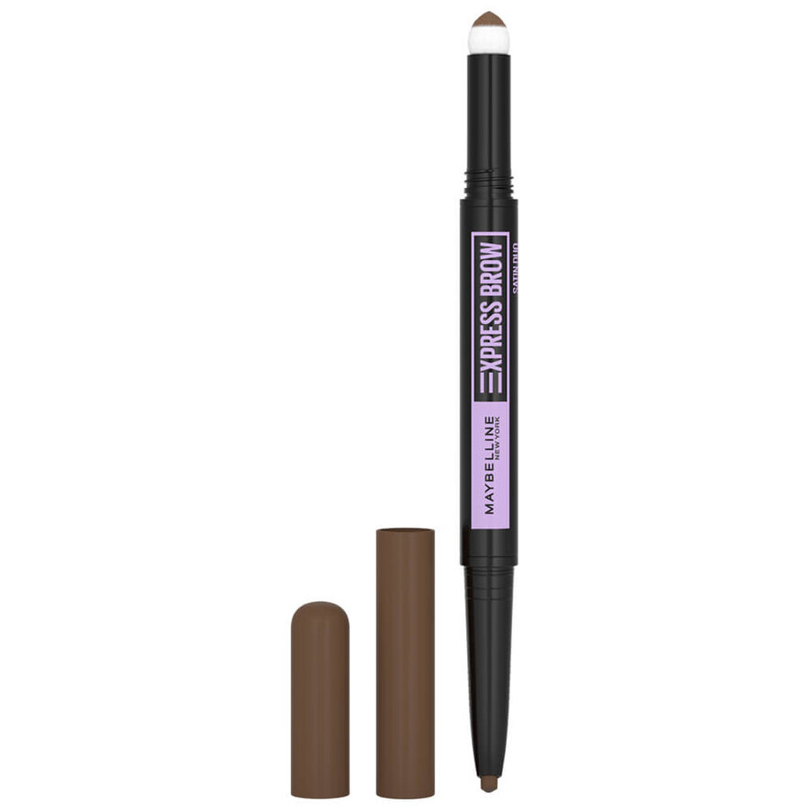 Maybelline Express Brow Satin Duo, lápiz de cejas de doble cara, 025 Brunette, 1 unidad